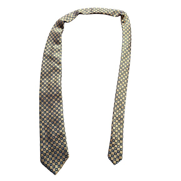 Ermenegildo Zegna Silk Gold Blue Textured Tie Office Old Money Quiet Luxury NWT - Picture 3 of 11